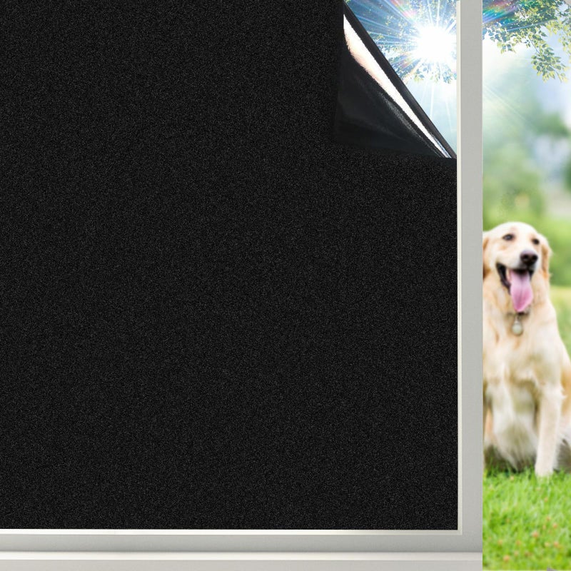 Coavas 100% Blackout Window Film UV Heat Blocking Window Privacy Film Room Darkening Frosted Glass Window Cover Static Cling Removable Window Tint for Home Day Sleep Bedroom (No Glue,35.4"W x 78.7"L) - Image 1